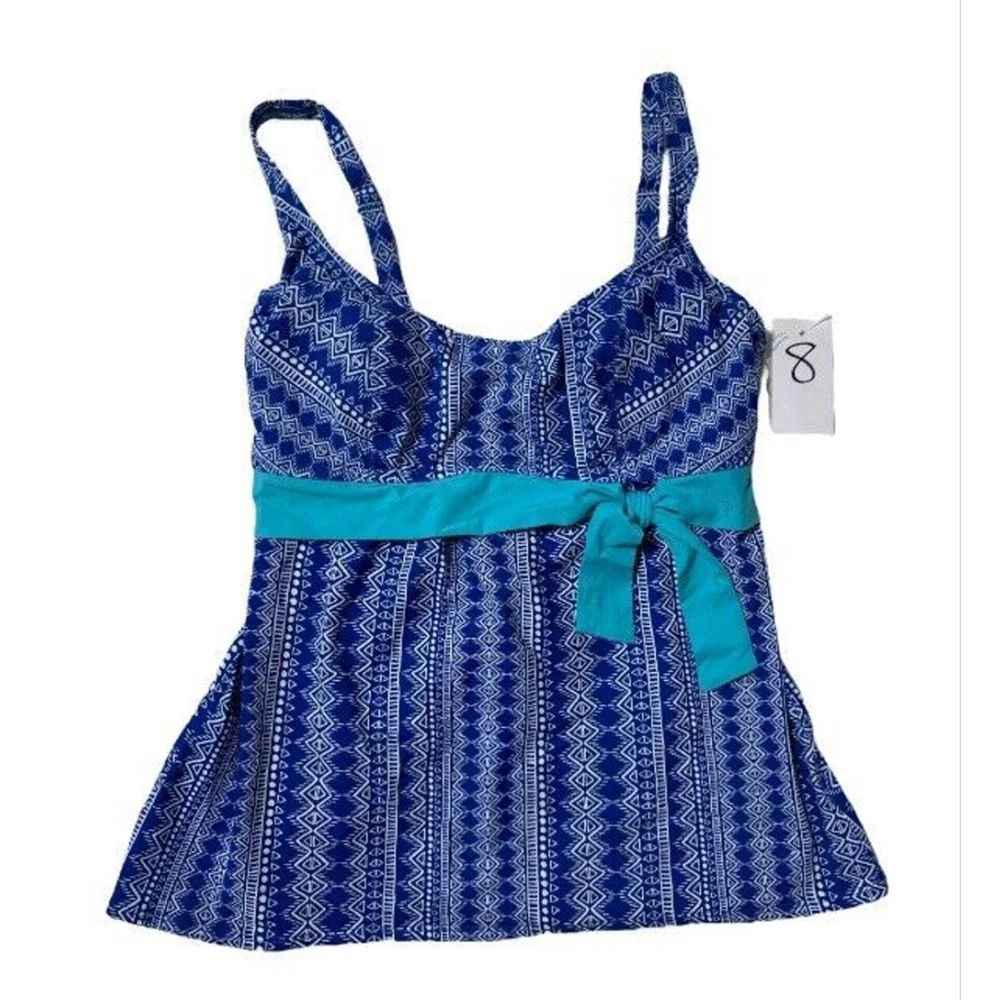 Beach House Tankini Swim Top Nwt $77 Geometric Slimming Underwire Bra New